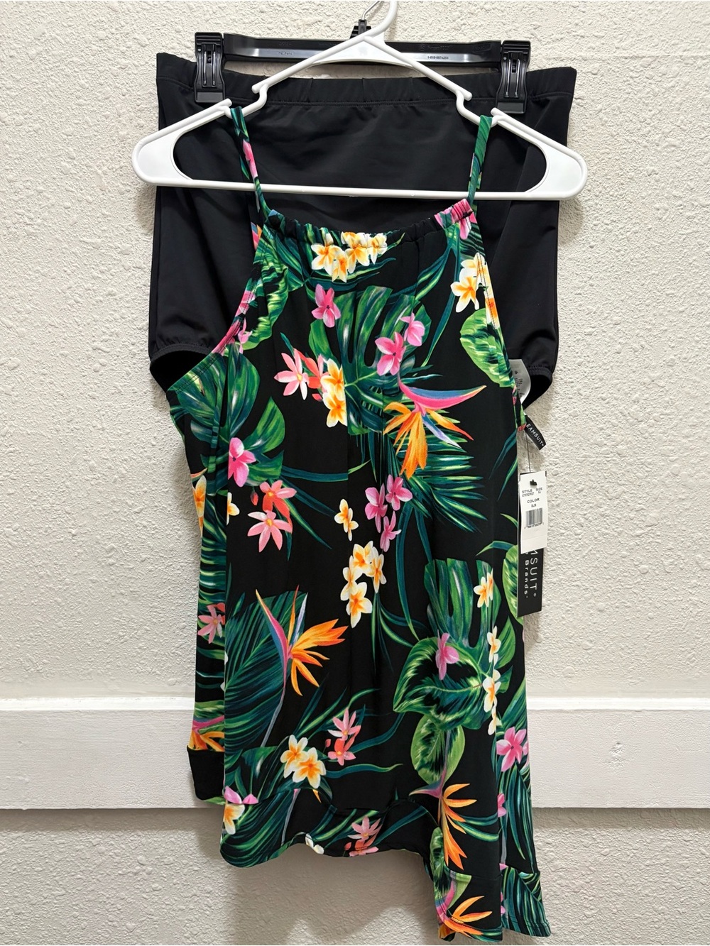 Dreamsuits by Miracle Brands Asymmetrical Tropical Tankini Top & Bottoms NWT 14